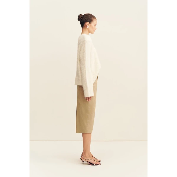 Shona Joy Korine Boucle Knit with Shoulder Pad - Knitwear - Australian Luxury Eventwear at Coveti