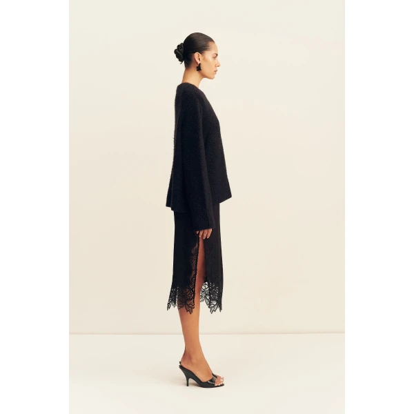 Shona Joy Korine Boucle Knit with Shoulder Pad - Knitwear - Australian Luxury Eventwear at Coveti