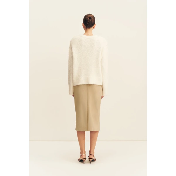 Shona Joy Korine Boucle Knit with Shoulder Pad - Knitwear - Australian Luxury Eventwear at Coveti