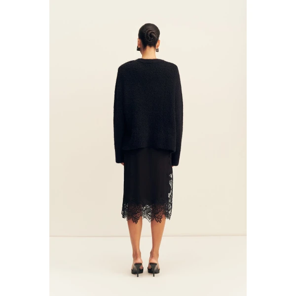 Shona Joy Korine Boucle Knit with Shoulder Pad - Knitwear - Australian Luxury Eventwear at Coveti