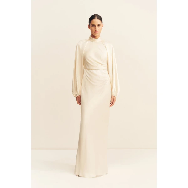 Shona Joy La Lune High Neck Balloon Sleeve Maxi Dress - Dresses - Australian Luxury Eventwear at Coveti