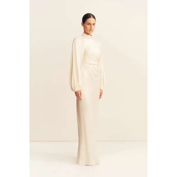 Shona Joy La Lune High Neck Balloon Sleeve Maxi Dress - Dresses - Australian Luxury Eventwear at Coveti