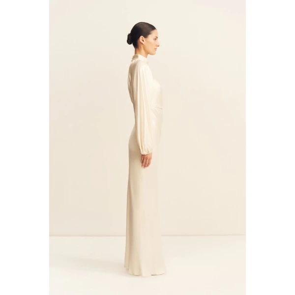 Shona Joy La Lune High Neck Balloon Sleeve Maxi Dress - Dresses - Australian Luxury Eventwear at Coveti