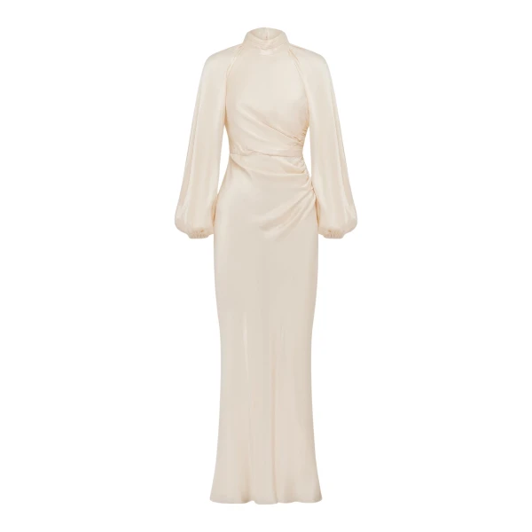 Shona Joy La Lune High Neck Balloon Sleeve Maxi Dress - Dresses - Australian Luxury Eventwear at Coveti