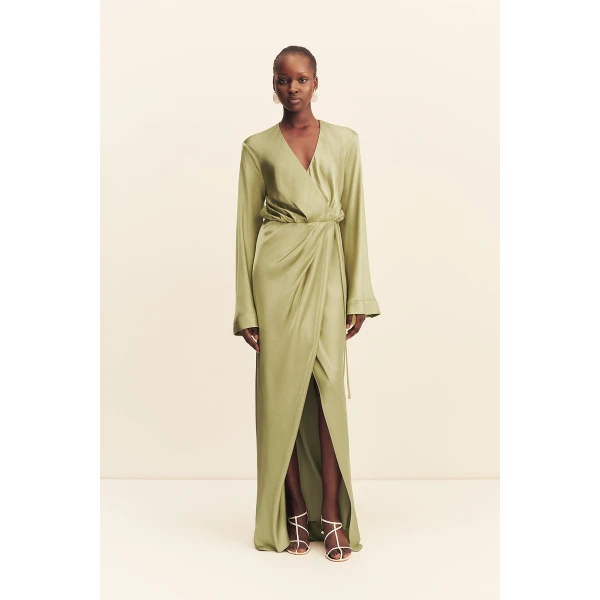 Shona Joy La Lune Long Sleeve Wrap Maxi Dress - Dresses - Australian Luxury Eventwear at Coveti