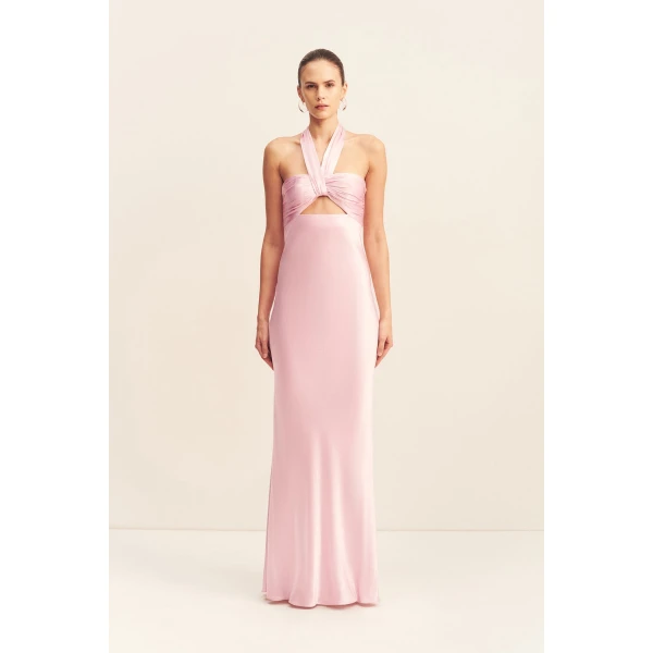 Shona Joy La Lune Ruched Halter Maxi Dress - Dresses - Australian Luxury Eventwear at Coveti