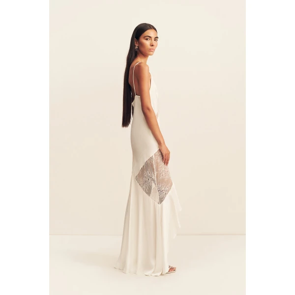 Shona Joy Labyrinth Lace Panelled Ruffle Maxi Dress - Dresses - Australian Luxury Eventwear at Coveti