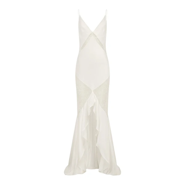 Shona Joy Labyrinth Lace Panelled Ruffle Maxi Dress - Dresses - Australian Luxury Eventwear at Coveti