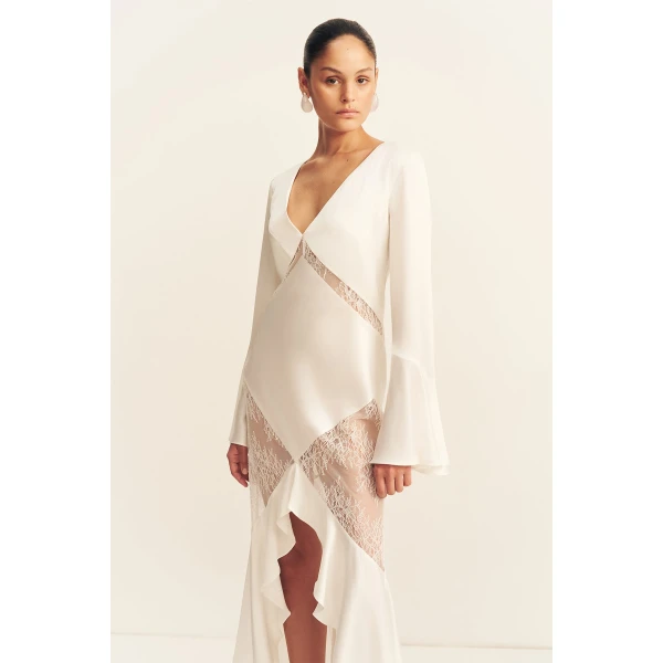 Shona Joy Labyrinth Split Lace Maxi Dress - Dresses - Australian Luxury Eventwear at Coveti