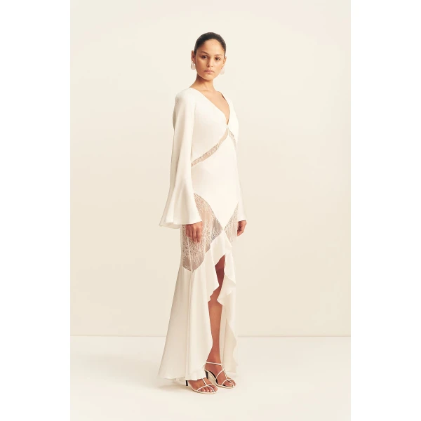 Shona Joy Labyrinth Split Lace Maxi Dress - Dresses - Australian Luxury Eventwear at Coveti