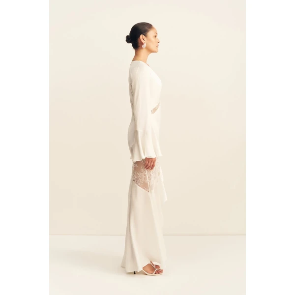 Shona Joy Labyrinth Split Lace Maxi Dress - Dresses - Australian Luxury Eventwear at Coveti