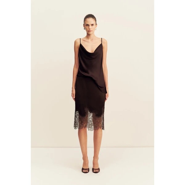Shona Joy Lucia Lace Knee Length Skirt - Skirts - Australian Luxury Eventwear at Coveti