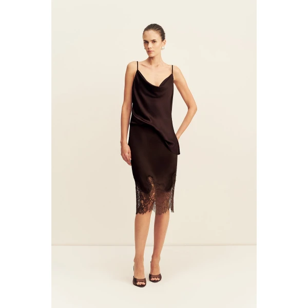 Shona Joy Lucia Lace Knee Length Skirt - Skirts - Australian Luxury Eventwear at Coveti