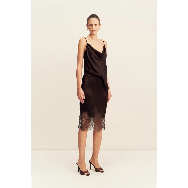 Shona Joy Lucia Lace Knee Length Skirt - Skirts - Australian Luxury Eventwear at Coveti