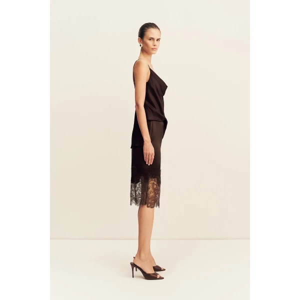 Shona Joy Lucia Lace Knee Length Skirt - Skirts - Australian Luxury Eventwear at Coveti