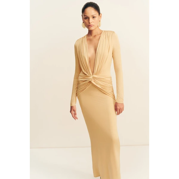 Shona Joy Miro Slinky Jersey Long Sleeve Maxi Dress - Dresses - Australian Luxury Eventwear at Coveti