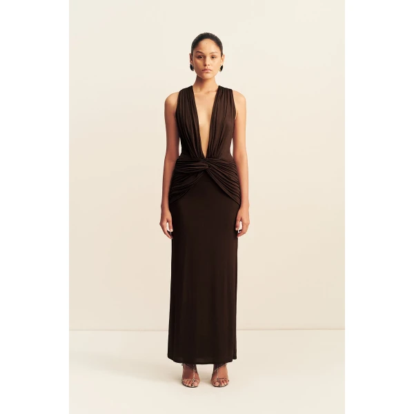 Shona Joy Miro Slinky Jersey Plunged Maxi Dress - Dresses - Australian Luxury Eventwear at Coveti