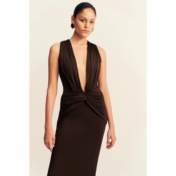 Shona Joy Miro Slinky Jersey Plunged Maxi Dress - Dresses - Australian Luxury Eventwear at Coveti
