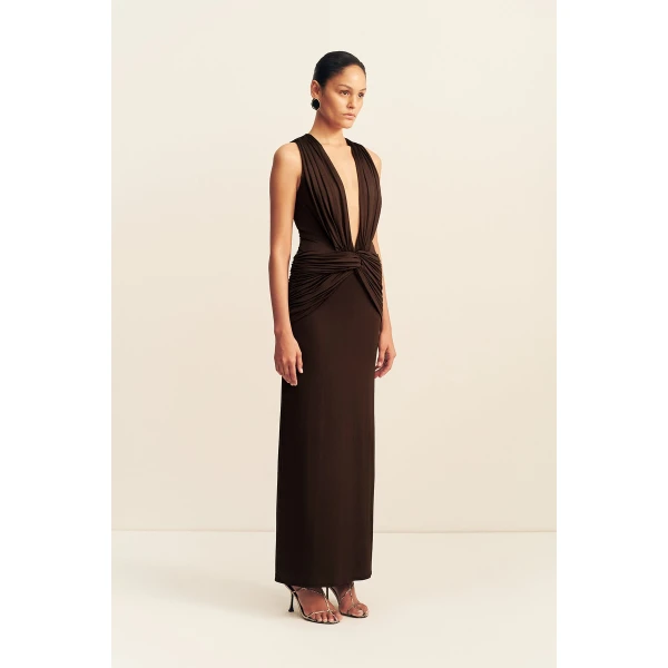 Shona Joy Miro Slinky Jersey Plunged Maxi Dress - Dresses - Australian Luxury Eventwear at Coveti