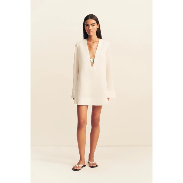 Shona Joy Paloma Plunged Long Sleeve Mini Dress - Dresses - Australian Luxury Eventwear at Coveti