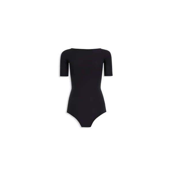 Alaia Short Sleeves Second Skin Knit Bodysuit, view 2