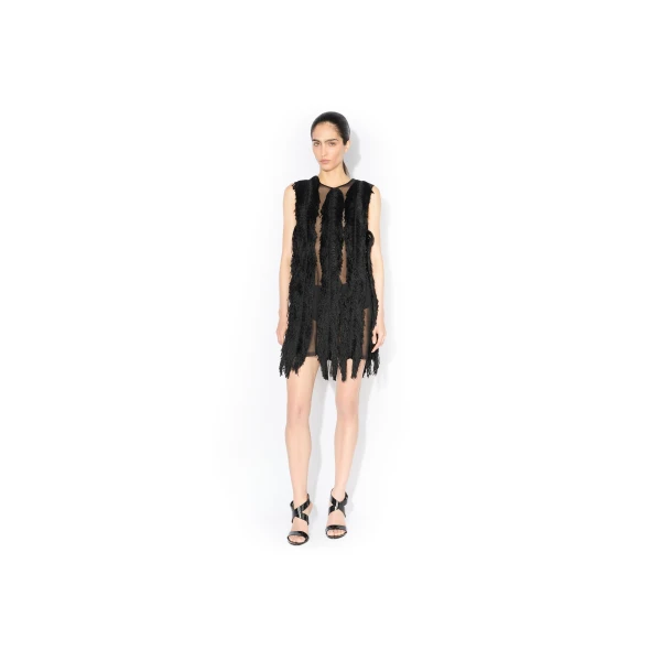 Alaia Silk Knit Fringed Dress, view 2