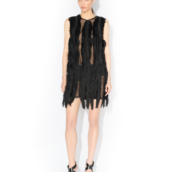 Alaïa Silk Knit Fringed Dress - ALAÏA Dresses - Laser Cut Luxury - Shop at Coveti