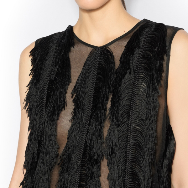 Alaïa Silk Knit Fringed Dress - ALAÏA Dresses - Laser Cut Luxury - Shop at Coveti