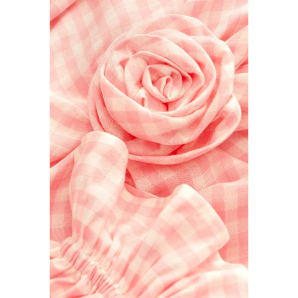 atlanta rose-appliqué off-the-shoulder dress
