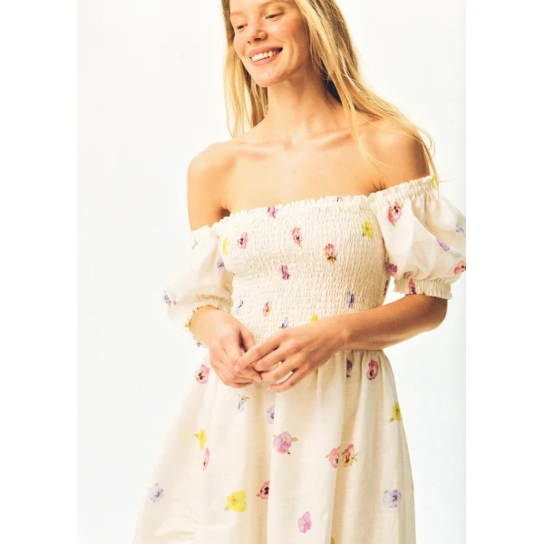 belle floral-appliqué midi dress