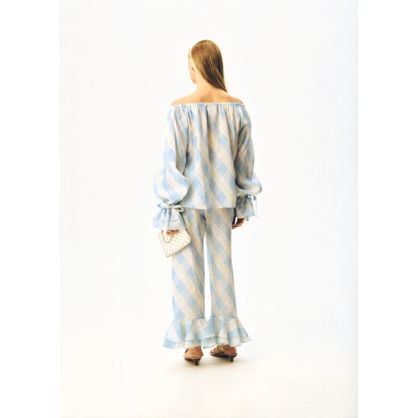 Sleeper blue plaid trousers