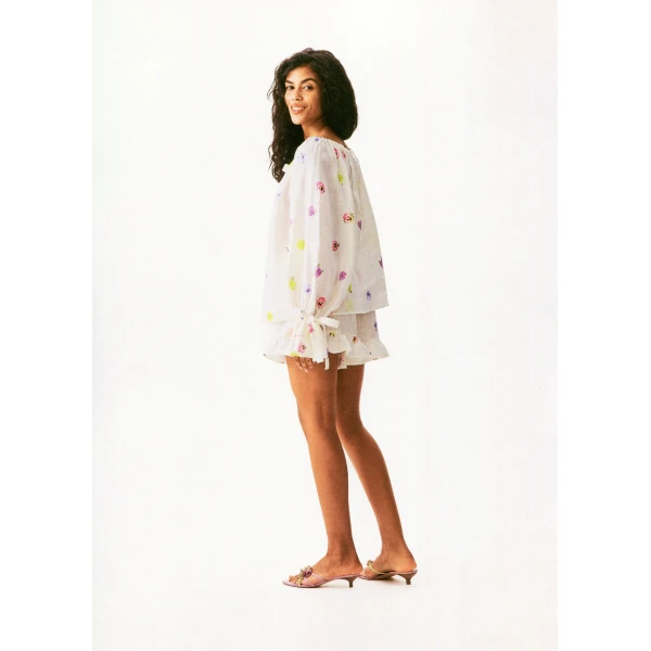 cha-cha lounge blouse in pansies