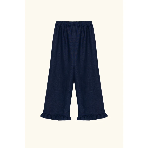 puff linen lounge pants with headscarf in navy