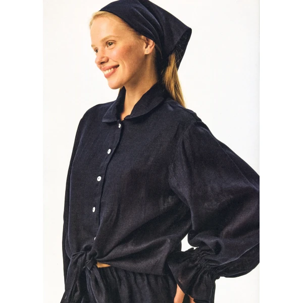 rumba linen lounge shirt in navy