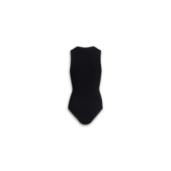 Alaia Sleeveless Ribbed Knit Bodysuit, view 2