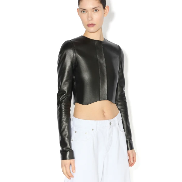 Alaia Soft Lambskin Tailored Jacket, view 4