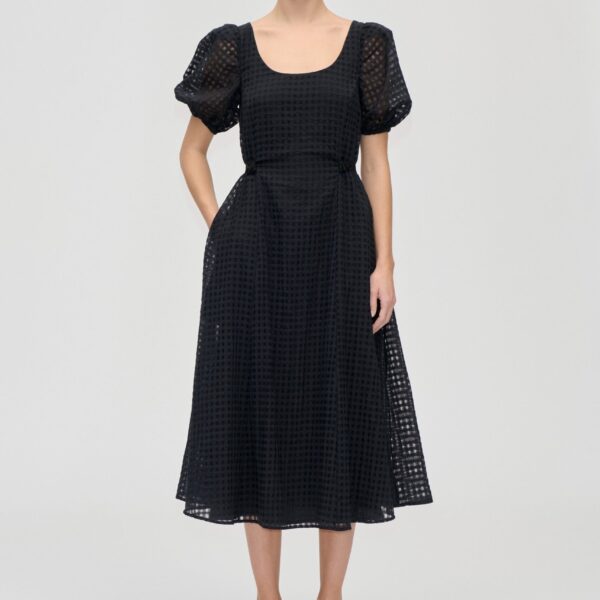 Adjustable Waist Voluminous Midi Dress
