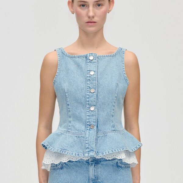 Boatneck Frill Buttoned Top