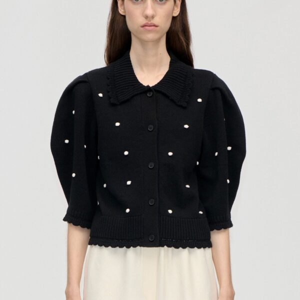 Bobble Knit Polo Cardigan