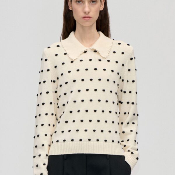 Bobble Polo Collar Sweater