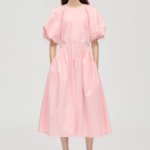 Gathered Raglan Sleeve Midi Dress