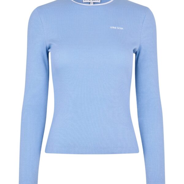 Long Sleeve Rib Top in Bel Air Blue