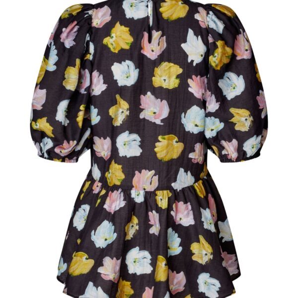 Puff Sleeve Peplum Top in Morgensol Poppies