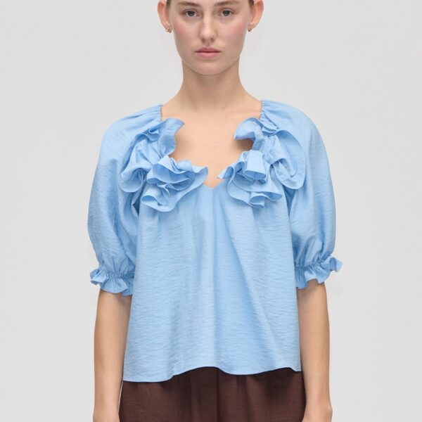 Puff Sleeve Top With Flower Details