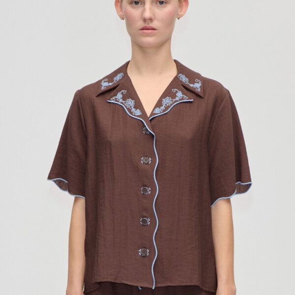 Scalloped Short Sleeve Shirt