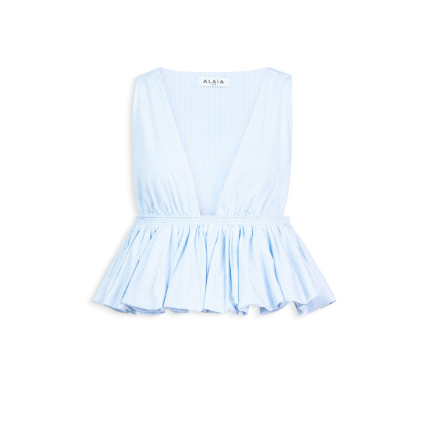 Striped Cotton Peplum Top