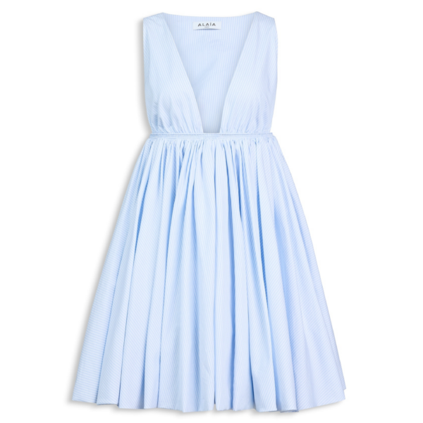 Alaïa Striped Poplin Skater Dress - ALAÏA Dresses - Laser Cut Luxury - Shop at Coveti