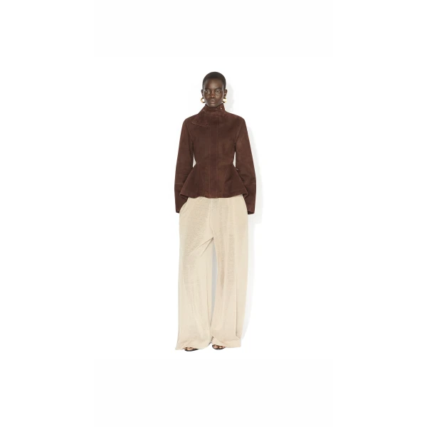 Alaia Suede Goatskin Peplum Jacket, view 2