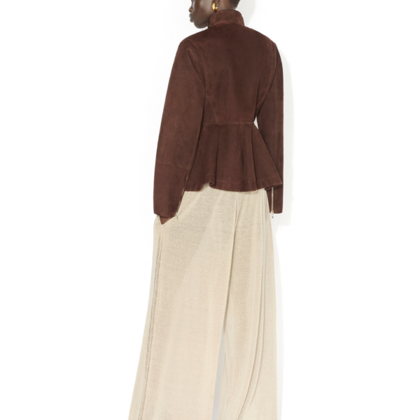 Alaïa Suede Goatskin Peplum Jacket - ALAÏA Jackets - Laser Cut Luxury - Shop at Coveti