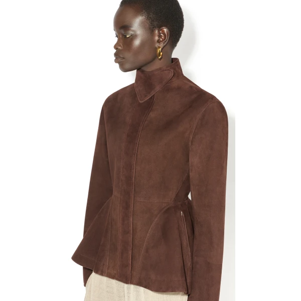 Alaia Suede Goatskin Peplum Jacket, view 4